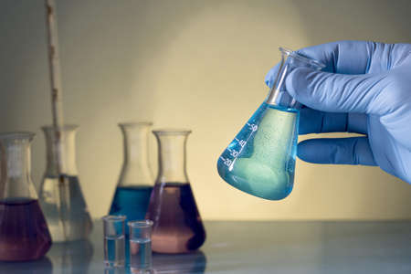 front view of flask science concept. Resolution and high quality beautiful photoの写真素材