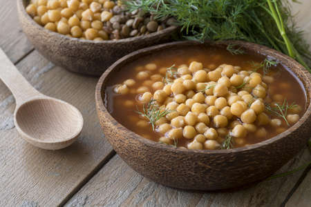 high angle chickpeas soup concept. Resolution and high quality beautiful photoの写真素材