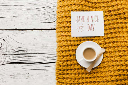 have nice day message with cup coffee. Resolution and high quality beautiful photoの写真素材