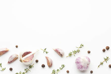garlic herbs with copy space table. Resolution and high quality beautiful photoの写真素材