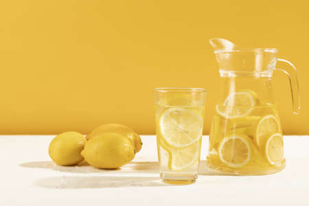 fresh lemonade glass table. Resolution and high quality beautiful photoの写真素材