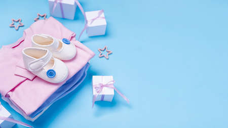 high angle cute little baby accesories with copy space. Resolution and high quality beautiful photoの写真素材