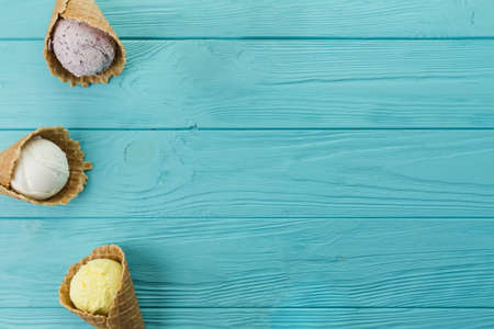 ice cream cones different flavors. Resolution and high quality beautiful photoの写真素材