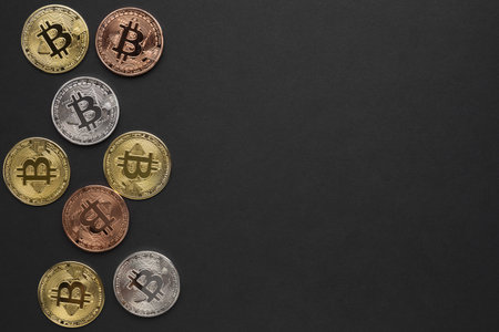bitcoin various colors with copy space. Resolution and high quality beautiful photoの写真素材