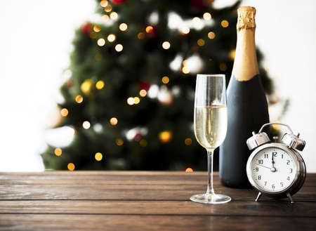 champagne glass with bottle table. Resolution and high quality beautiful photoの写真素材