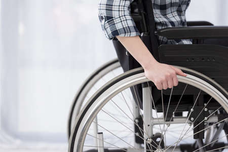 close up invalid person wheelchair. Resolution and high quality beautiful photoの写真素材