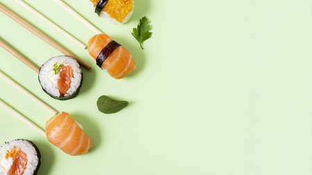 copy space fresh sushi rolls. Resolution and high quality beautiful photoの写真素材