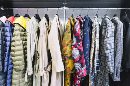 colorful collection women s coat hanging rack. Resolution and high quality beautiful photoの写真素材