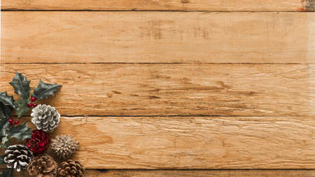 cones with holly branch table. Resolution and high quality beautiful photo