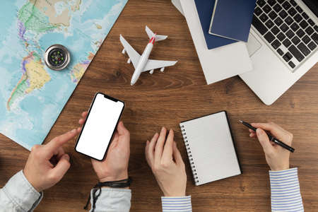 top view travel elements collection. High quality beautiful photo concept
