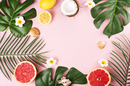 tropical plant leaves fruits. High quality beautiful photo conceptの写真素材
