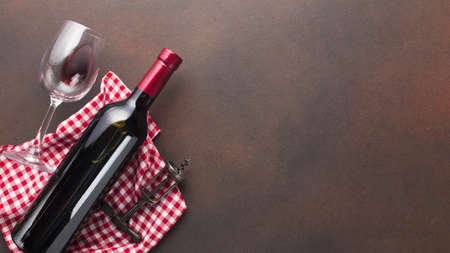 vintage background with red bottle wine. High quality beautiful photo conceptの写真素材