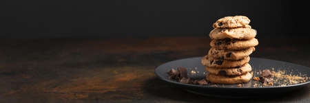 close up chocolate cookies. High quality beautiful photo conceptの写真素材