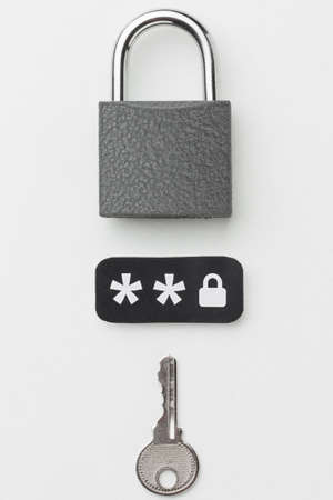 top view lock with key password. High quality beautiful photo concept