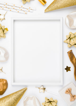 birthday decorations with white background. High quality beautiful photo conceptの写真素材