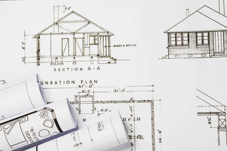 building blueprints table. High quality beautiful photo conceptの写真素材