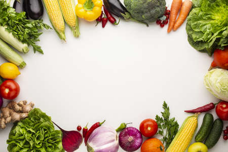 colorful veggies frame with copy space. High quality beautiful photo conceptの写真素材