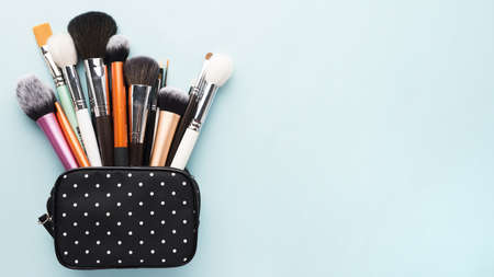 small bag with makeup brushes. High quality beautiful photo conceptの写真素材