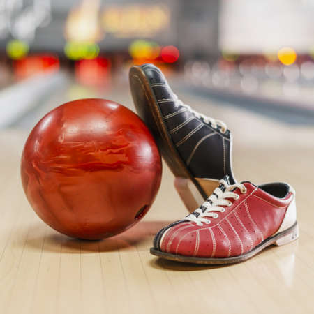 red bowling ball bowling shoes. High quality beautiful photo conceptの写真素材