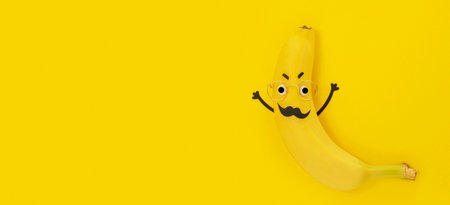 top view banana with copy spaceの写真素材