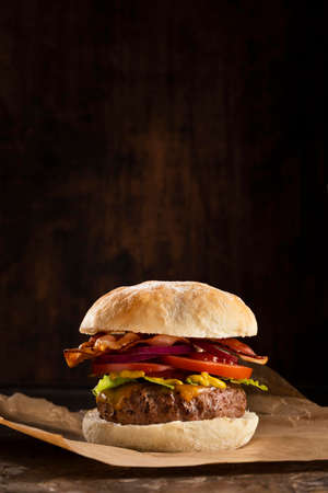 front view delicious burger arrangementの写真素材