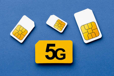 top view 5g sim cardsの写真素材