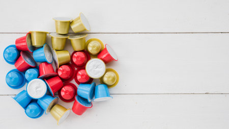 top view coffee capsules. High quality photo