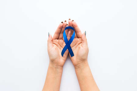 ribbon blue color crop handsの写真素材