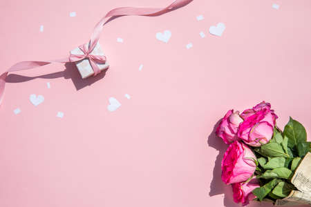 minimalistic bouquet roses giftの写真素材