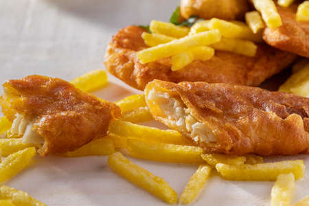 close up fish chips. High quality photo
