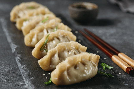 high angle japanese dumplings composition. High quality beautiful photo conceptの写真素材