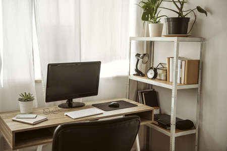 home office with computer shelf. High quality beautiful photo conceptの写真素材