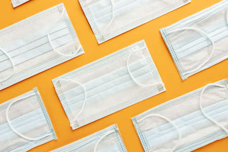 flat lay arranged medical masks. High quality photoの写真素材