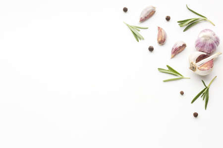 herbs garlic aligned triangle shape. High quality beautiful photo concept