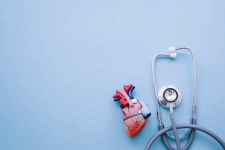 modern composition with realistic heart stethoscope. High quality photo