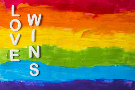 love wins words lgbt colors. High quality beautiful photo conceptの写真素材
