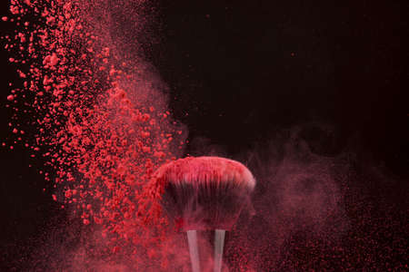 impressive bright color brush falling powder. High quality beautiful photo conceptの写真素材