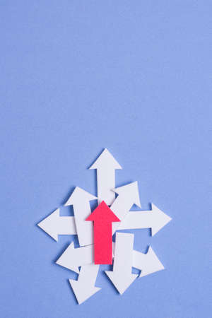 arrows pointing randomly with copy space. High quality photoの写真素材