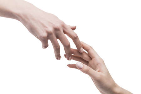 hands gently touching each other.の写真素材