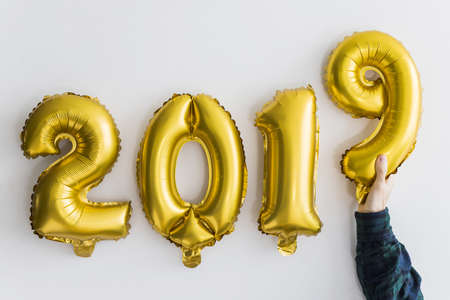 hand near balloons numbers. High quality beautiful photo conceptの写真素材