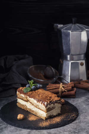 front view delicious tiramisu concept. High quality beautiful photo conceptの写真素材