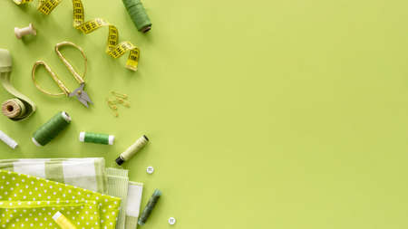 flat lay sewing essentials. High quality beautiful photo conceptの写真素材