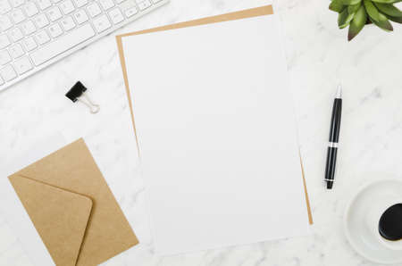 flat lay paper mockup workspace 2. High quality beautiful photo conceptの写真素材