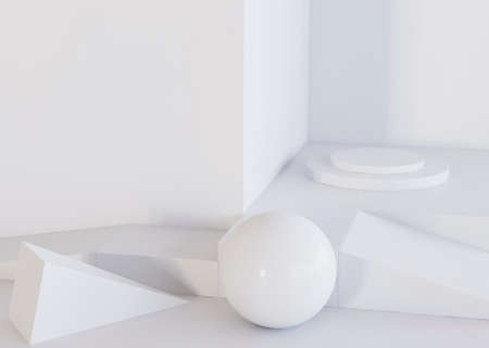 white ball geometric shapes background. High quality photoの写真素材