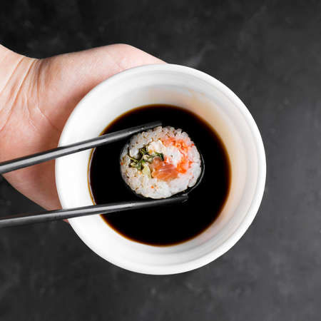 bowl with sauce sushi. High quality photoの写真素材