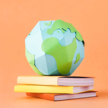 top view paper earth concept. High quality photoの写真素材