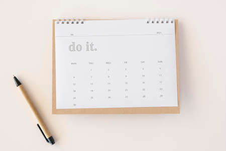 flat lay planner calendar pen. High quality photoの写真素材