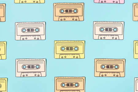 arrangement cassette tape blue. High quality photoの写真素材