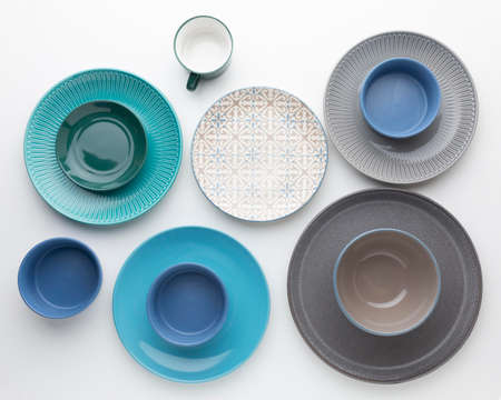 flat lay clean tableware. High quality photo