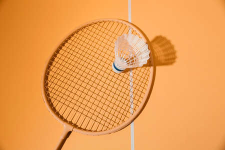badminton racket shuttlecock top view. High quality photoの写真素材